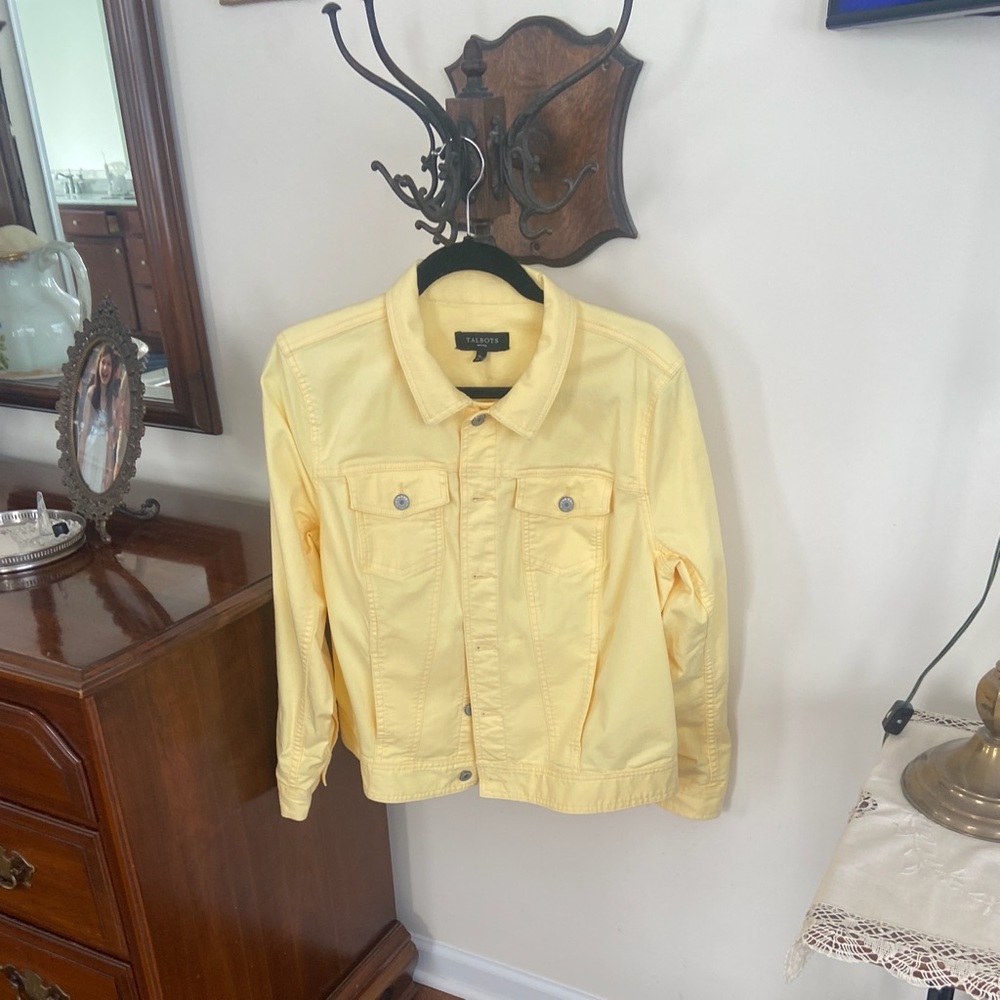 Talbots Pale Yellow Denim Trucker Jacket